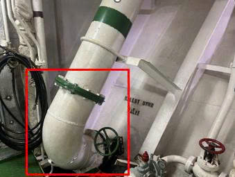 Corroded cooling water pipe before Piping Replacement at Van Phong Anchorage.