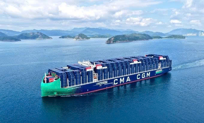 CMA CGM ship with Marine Services support