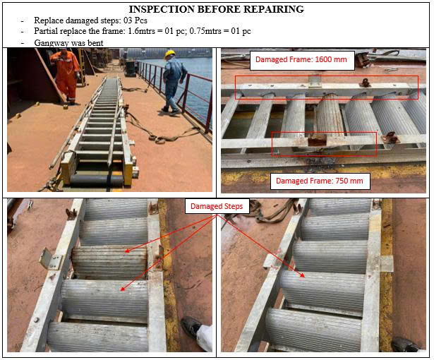 Pilot Ladder Repair before work Dung Quat Port Vietnam Shiprepair